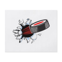 hockey puck ripping through flyer