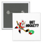 Hockey Santa Pinback Buttons
