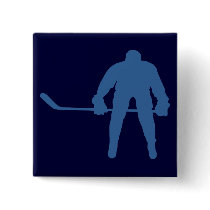 Hockey Silhouette Button