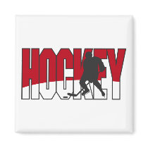 hockey text red refrigerator magnets