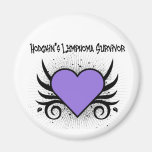 Hodgkin's Disease Survivor Heart Tattoo Fridge Magnets