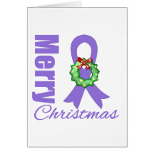 Hodgkins Lymphoma Awareness Merry Christmas Ribbon Card