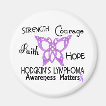 Hodgkin's Lymphoma Celtic Butterfly 3 Fridge Magnets