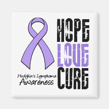 Hodgkin's Lymphoma Hope Love Cure Ribbon Fridge Magnets