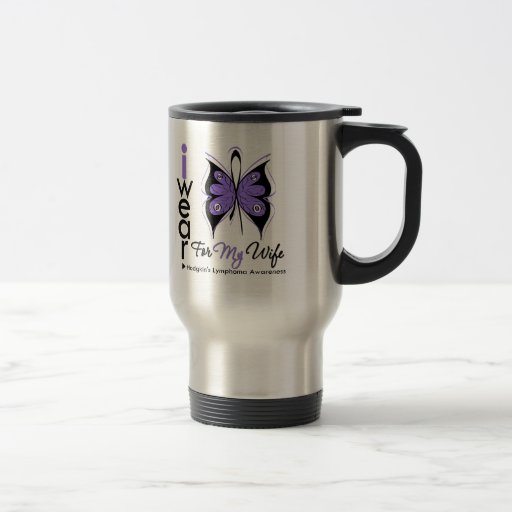 Hodgkins Lymphoma I Wear Butterfly Ribbon WIFE Mugs