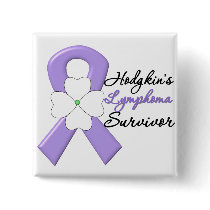 Hodgkin's Lymphoma Survivor Flower Ribbon Button