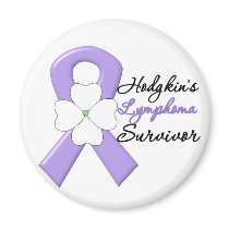 Hodgkin's Lymphoma Survivor Flower Ribbon Fridge Magnets