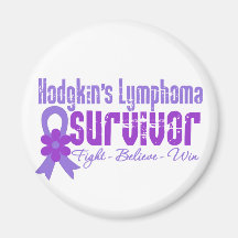 Hodgkins Lymphoma Survivor Flower Ribbon Magnets