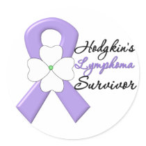 Hodgkin's Lymphoma Survivor Flower Ribbon Round Sticker