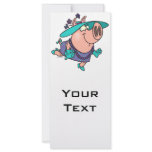 hog in a hat lady cute piggy cartoon rack cards