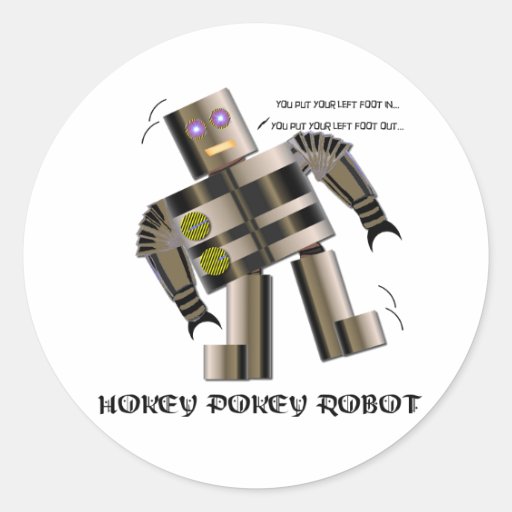 Hokey Pokey Robot Round Sticker