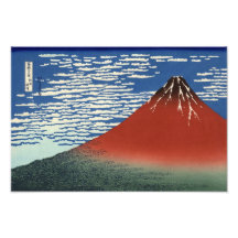 Hokusai South Wind Clear Sky Red Fuji Print Photo Print