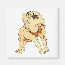Hokusai Sumo Wrestlers Refrigerator Magnet