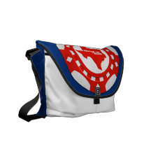 Hold ' Em Poker Chip Bag (red - blue background) Messenger Bags