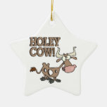 holey cow funny holy cow pun cartoon christmas ornaments