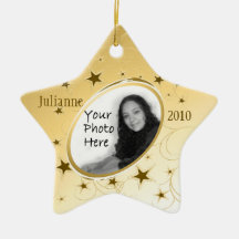 Holiday All Star Photo/ Gold Christmas Ornament