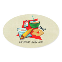 Holiday Baking Christmas Cookies Ingredients Baker Oval Stickers