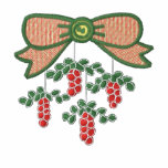 Holiday bow and berries embroidered women's shirt embroidered shirts