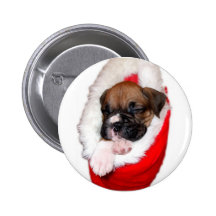 Holiday boxer puppy button