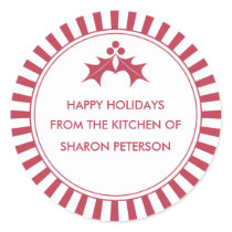 Holiday Canning Labels - Red Striped Holly