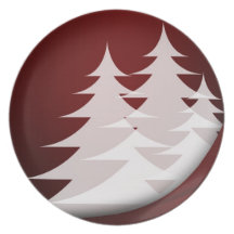 Holiday Christmas Tree Abstract Design Red White Plates
