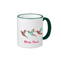 Holiday Coloured Hummingbirds Coffee Mugs