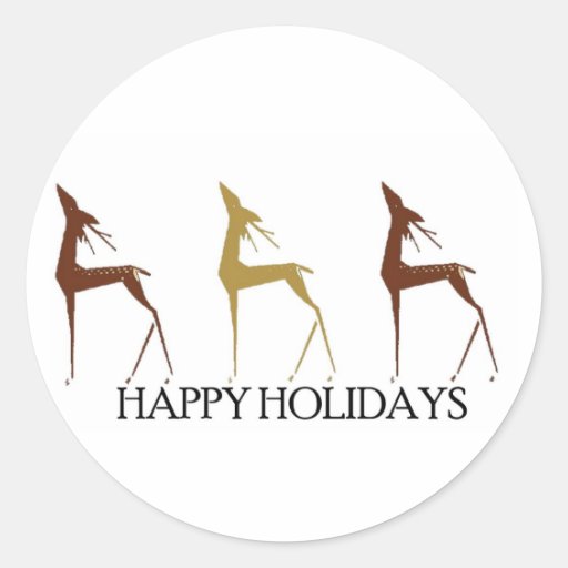 Holiday Deer Round Stickers