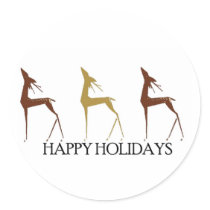 Holiday Deer Round Stickers