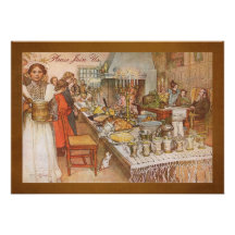 Holiday  Dinner Party with Carl Larsson Personalized Invitations