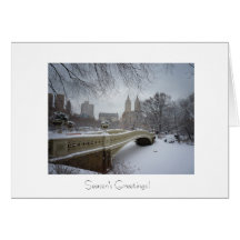 Holiday Greetings - Bow Bridge- Central Park Greeting Card