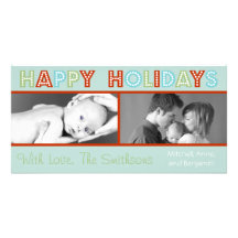 Holiday In Lights Photocards (Blue) Photo Greeting Card
