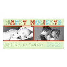 Holiday In Lights Photocards (Green) Custom Photo Card