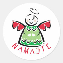 Holiday Namaste Angel Round Stickers