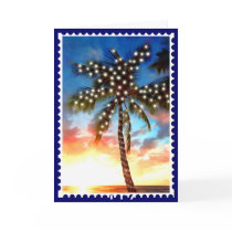 Holiday Palm Tree Lights at Sunset