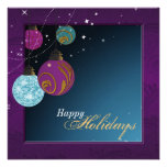 Holiday Party Invitation - Purple & Teal Ornaments