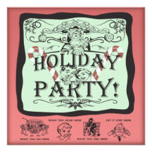 Holiday Party Santa Custom Invitations