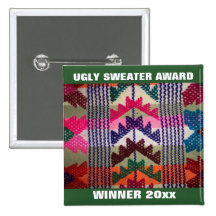 Holiday Party Ugly Sweater Contest Winner Award Button