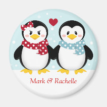 Holiday Penguins Christmas Magent Refrigerator Magnets