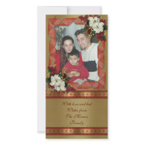 Holiday photo card classic red and gold