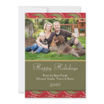 Holiday Photo Cards, Red and Green Paisley Custom Announcement