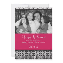Holiday Photo Cards, Red with Black and White Invitation