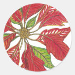 Holiday Poinsettia | Customisable Round Stickers