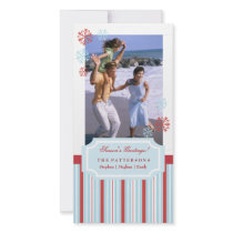 Holiday Red and Blue Stripe and Snowflakes Photo