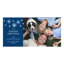 Holiday Snowflake in Ice Blue Photo Card