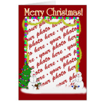 Holiday Snowman Family Photo Frame Cards