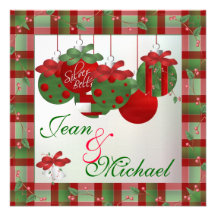Holiday Wedding invitations w/ Holiday Ornaments