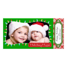Holidays hugs (Green) Custom Photo Card