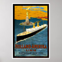 Holland Amerika Line Vintage Ship Advertisement Print