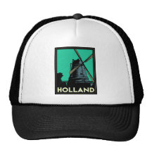 holland art deco vintage retro travel poster hats
