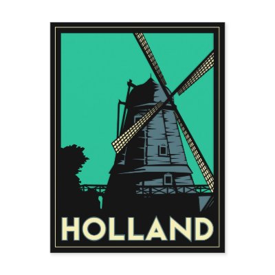holland art deco vintage retro travel poster postcards by strk3